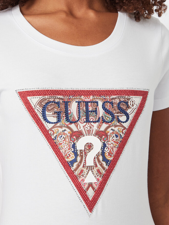 Guess Guess T-Shirt W6YI25 K4344 Weiß Slim Fit