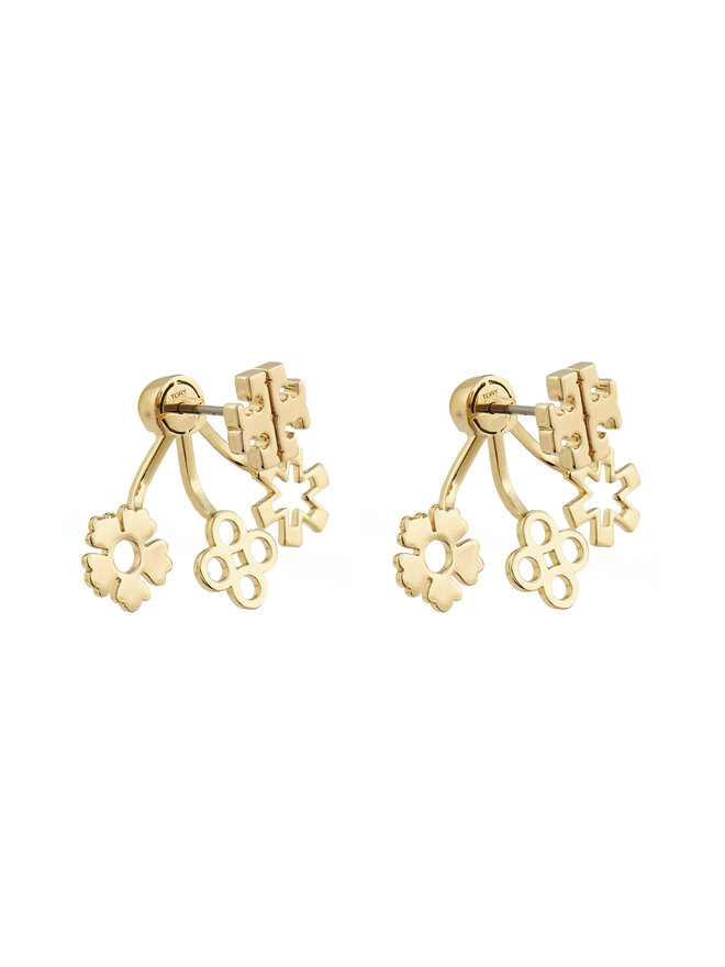 Tory Burch Обици Tory Burch Kira Clover Front-Back Earring 160178 Златист