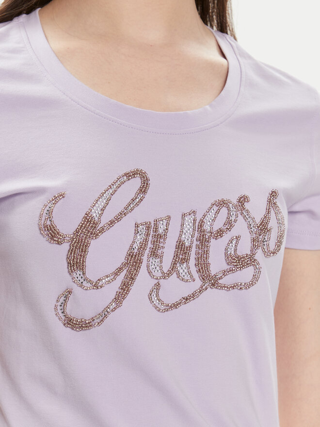 Guess Guess Marškinėliai W4GI30 J1314 Violetinė Slim Fit