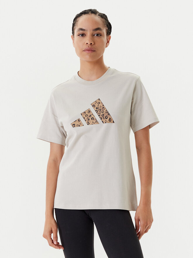 adidas adidas Marškinėliai Animal Graphic JM4423 Smėlio Regular Fit