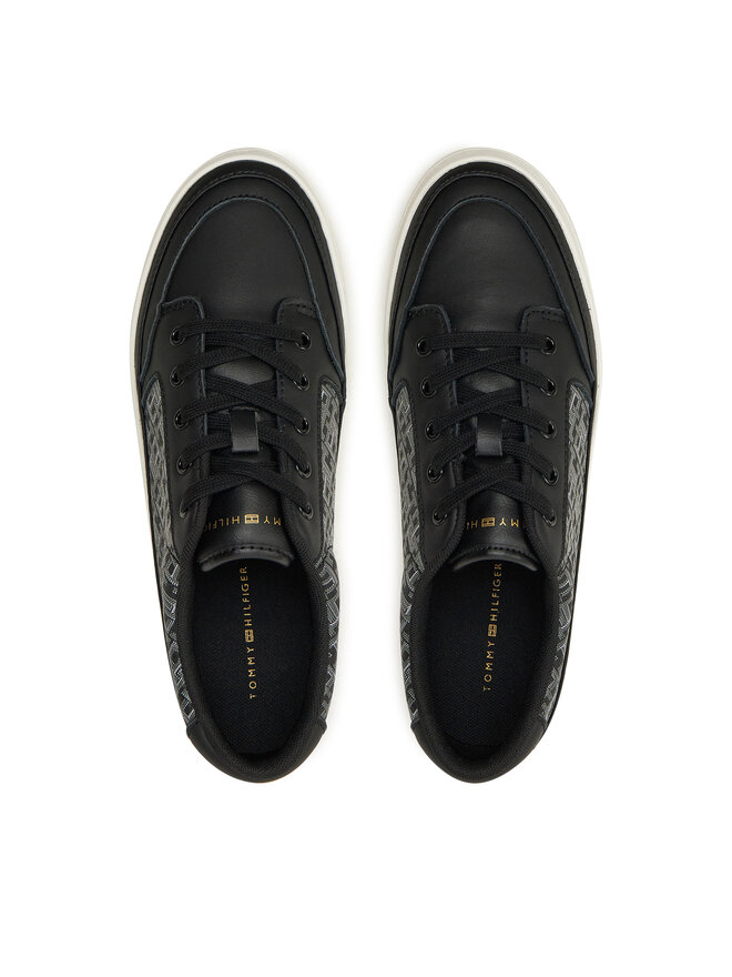 Tommy Hilfiger Snīkeri Tommy Hilfiger Vulc Leather Sneaker Monogram FW0FW08331 Melns