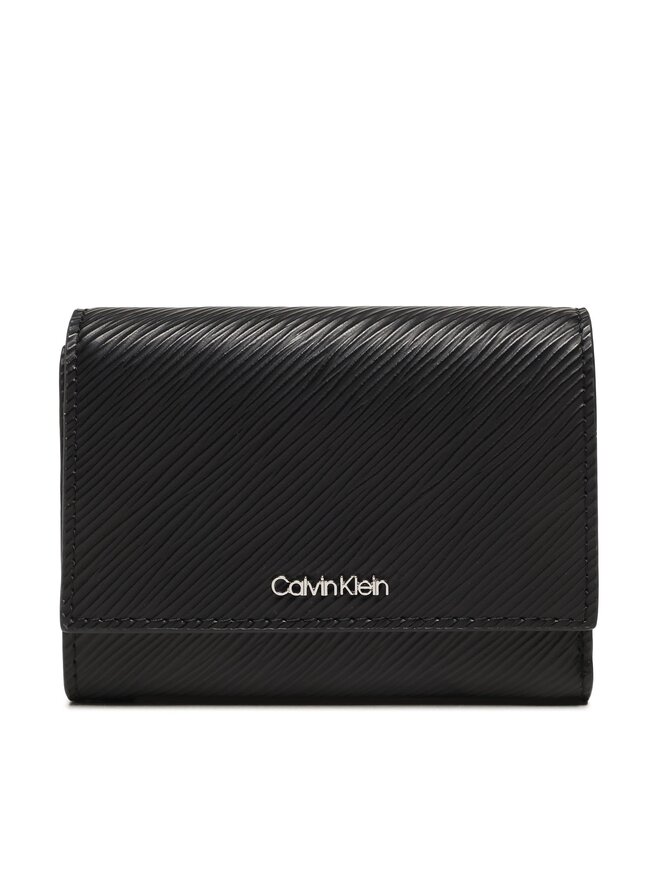 Calvin Klein Geldbörse Calvin Klein Ck Elevated Trifold Md Saffiano K60K610267 Schwarz