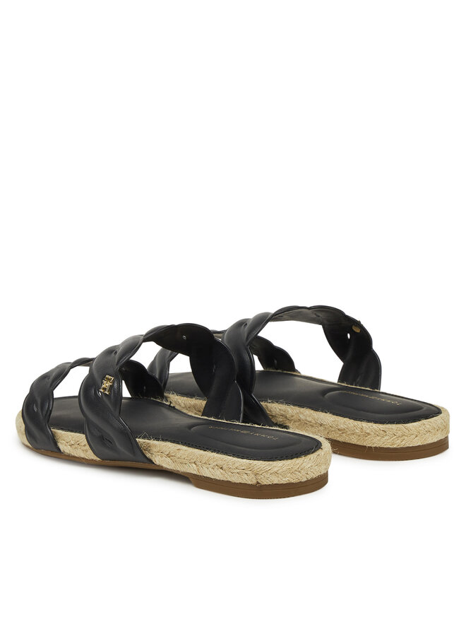 Tommy Hilfiger Espadrile Tommy Hilfiger Leather Rope Espadrille Mule FW0FW08503 Crna