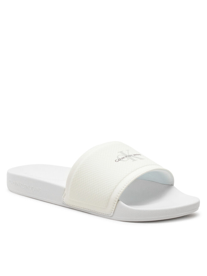 Calvin Klein Jeans Nazouváky Calvin Klein Jeans Slide Institutional Metallic YM0YM01018 Bílá