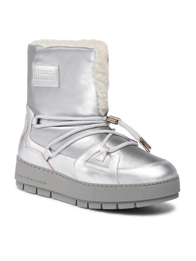 Tommy Hilfiger Sněhule Tommy Hilfiger Tommy Essential Silver Snowboot FW0FW07506 Šedá