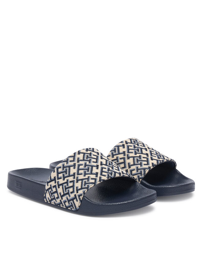 Tommy Hilfiger Pantoletten Tommy Hilfiger Monogram Pool Slide FW0FW09423 Dunkelblau