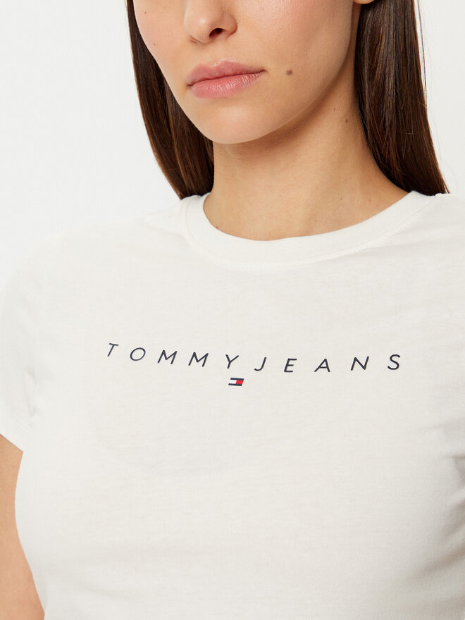 Tommy Jeans Tommy Jeans Marškinėliai Linear DW0DW18398 Balta Slim Fit