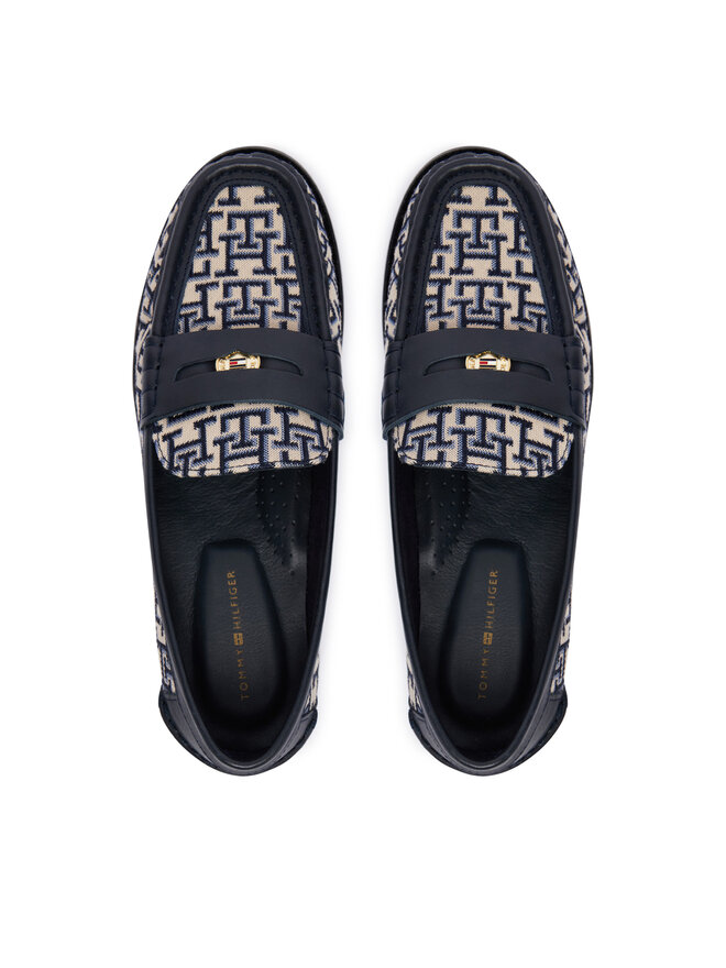 Tommy Hilfiger Slipper Tommy Hilfiger Th Monogram Penny Bar Loafer FW0FW09537 Dunkelblau