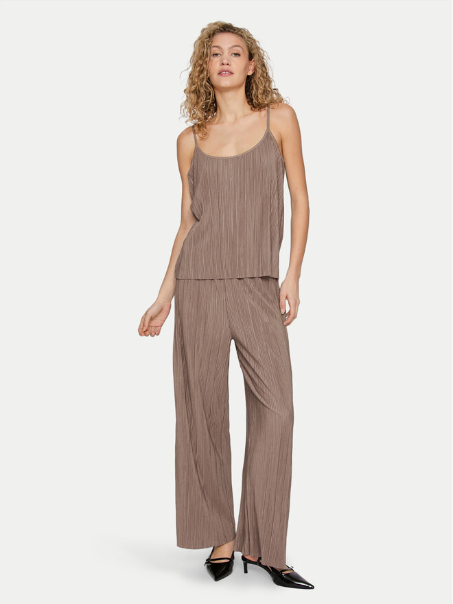 Vila Vila Top Plisa 14096337 Rjava Relaxed Fit