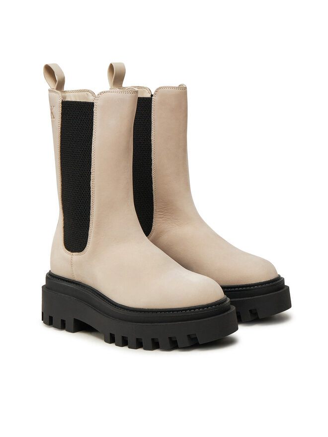 Calvin Klein Jeans Μποτάκια με λάστιχο Calvin Klein Jeans Flatform Chelsea Boot Mg Nb YW0YW01684 Μπεζ