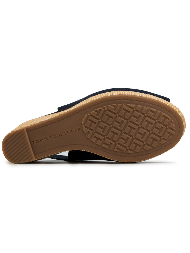 Tommy Hilfiger Sandały Tommy Hilfiger Iconic Elena Sling Back Wedge FW0FW04789 Granatowy