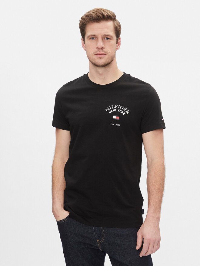 Tommy Hilfiger Tommy Hilfiger Marškinėliai Arch Varsity Tee MW0MW33689 Juoda Regular Fit