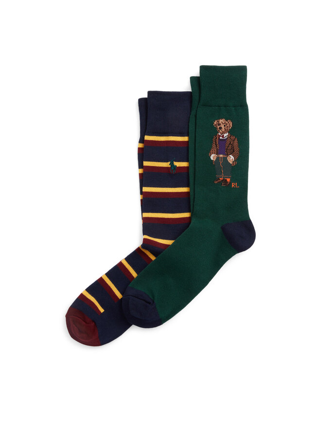 Polo Ralph Lauren 2 vīriešu augsto zeķu pāru komplekts Polo Ralph Lauren 449928418002 Daudzkrāsains