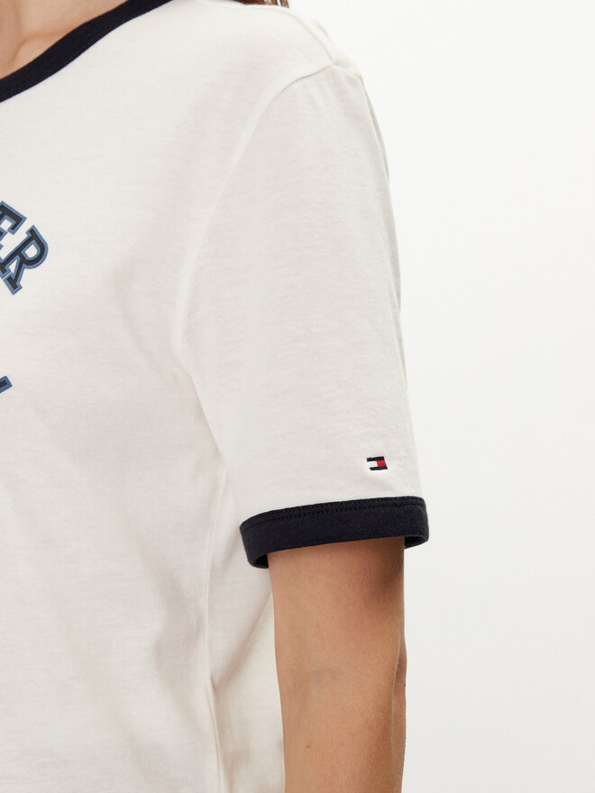Tommy Hilfiger Tommy Hilfiger Marškinėliai Varsity Ringer WW0WW42585 Balta Regular Fit