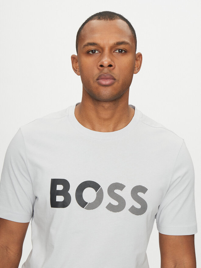 BOSS BOSS Футболка Tape Logo 50530990 Сірий Regular Fit