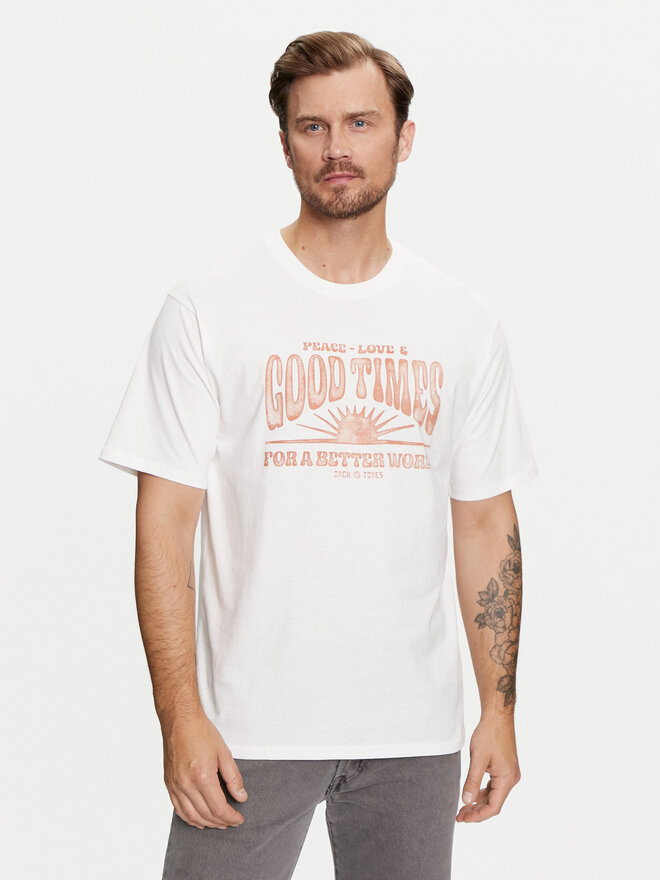 Jack&Jones Jack&Jones Marškinėliai Jprbluhippy 12255860 Balta Regular Fit