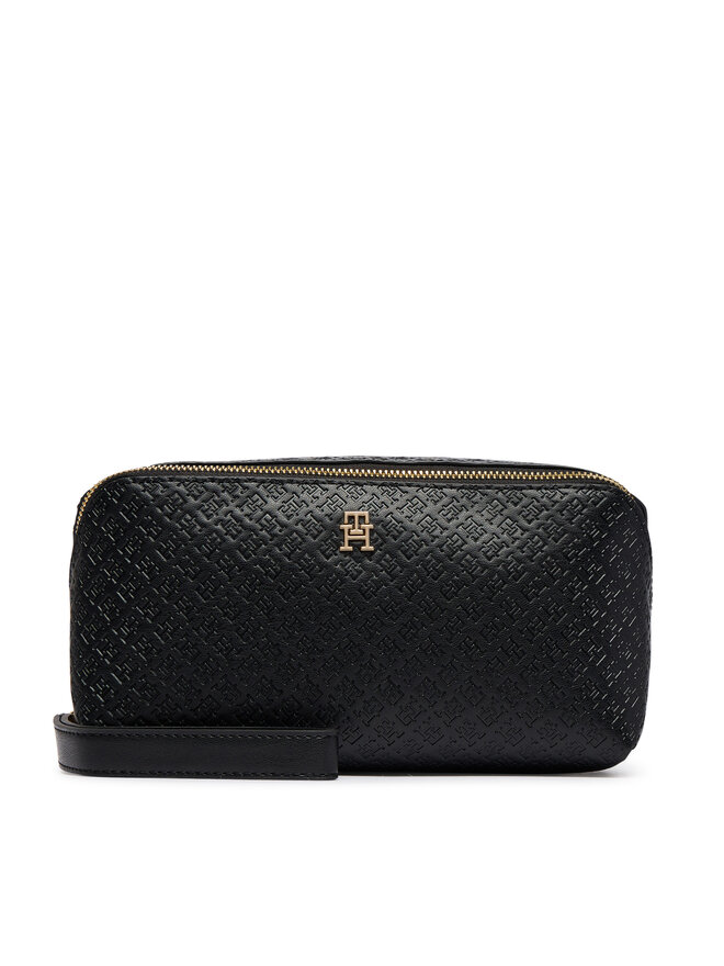 Tommy Hilfiger Kosmetiktasche Tommy Hilfiger Th Icon Double Washbag Mono AW0AW18930 Schwarz