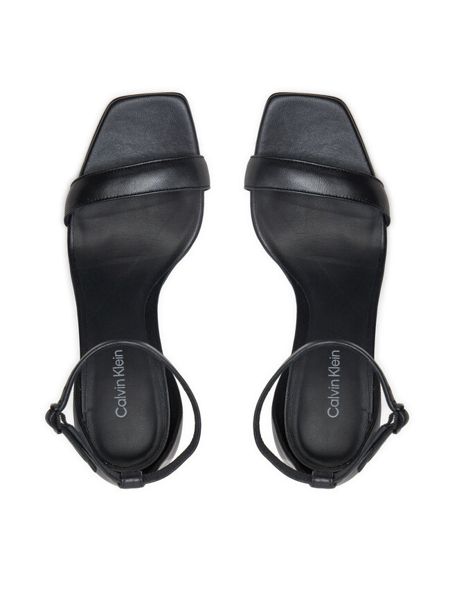 Calvin Klein Sandały Calvin Klein Heel Sandal 90 Pearl Lth HW0HW02066 Czarny