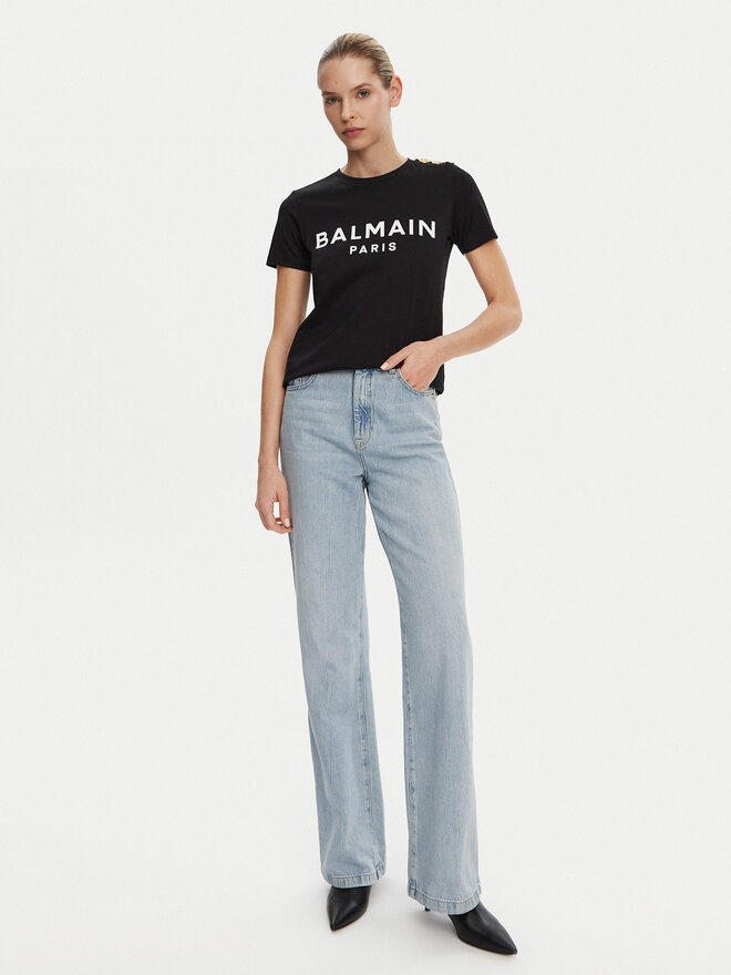 Balmain Balmain T-Shirt BF1EF005BB02 Μαύρο Regular Fit