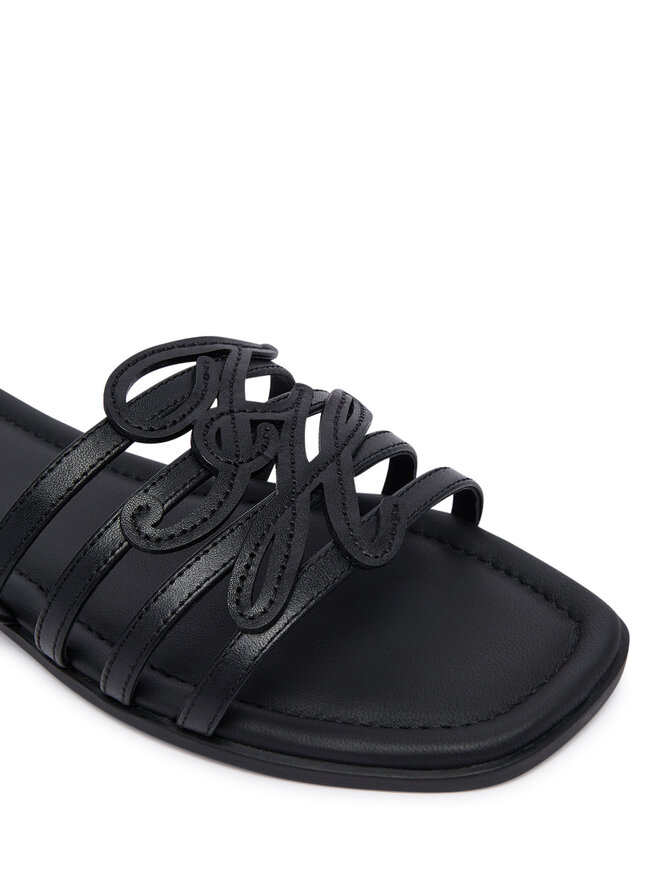 Tommy Hilfiger Pantoletten Tommy Hilfiger Th Script Flat Mule Lth FW0FW09368 Schwarz