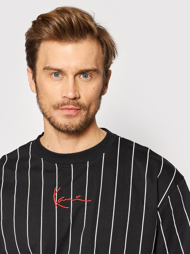 Karl Kani Karl Kani Marškinėliai Signature Pinstripe 6030153 Juoda Regular Fit