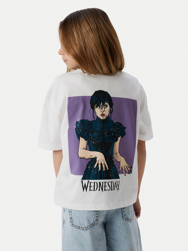 NAME IT NAME IT Marškinėliai Farra Wednesday 13240881 Balta Standard Fit