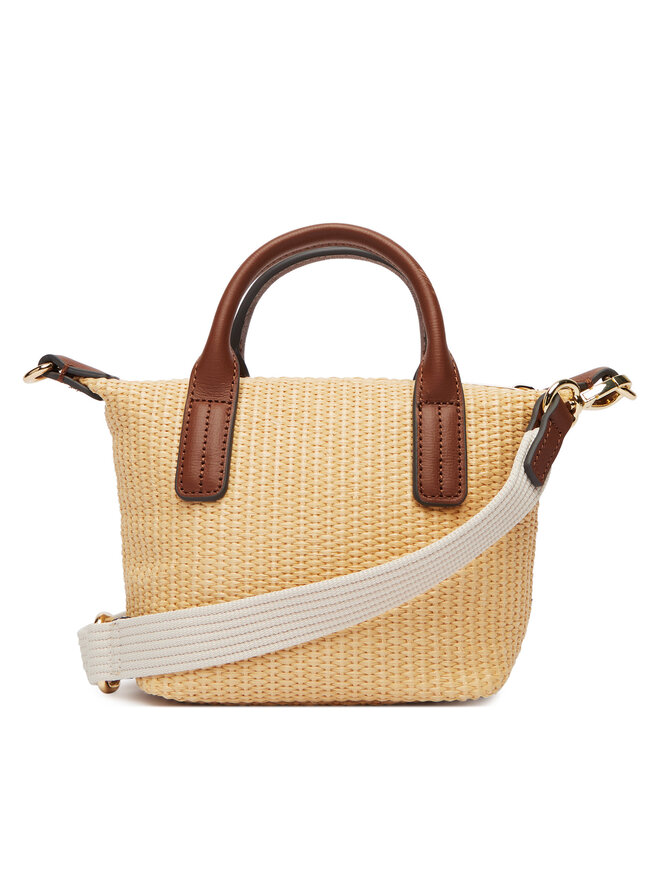 Tommy Hilfiger Handtasche Tommy Hilfiger Popette Micro Tote Raffia AW0AW18526 Beige