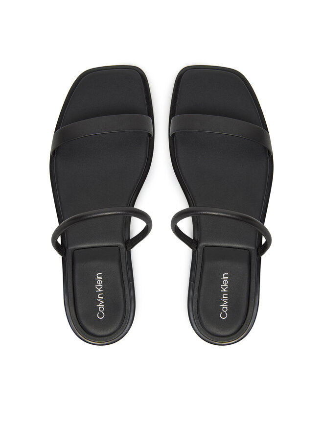 Calvin Klein Pantoletten Calvin Klein Flat Sandal Squared 2-Bar Lth HW0HW02532 Schwarz