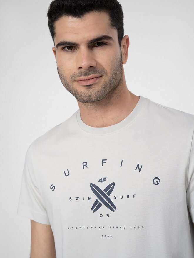 4F 4F Marškinėliai 4FSS23TTSHM366 Pilka Regular Fit