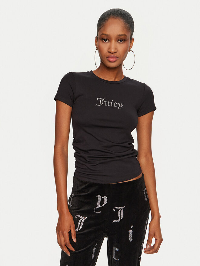 Juicy Couture Juicy Couture Camiseta Dot Ruched JCWCT24311 Negro Slim Fit