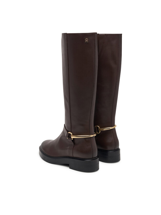 Tommy Hilfiger Klassische Stiefel Tommy Hilfiger Th Stud Leather Knee Riding Boot FW0FW09608 Braun