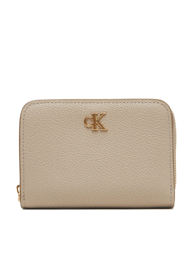 Calvin Klein Mały Portfel Damski Calvin Klein Minimal Monogrm Lthr Med Flap Zi LV04F1064G Brązowy
