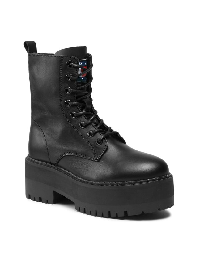 Tommy Jeans Polokozačky Tommy Jeans Tjw Boot Zip Up EN0EN02305 Černá