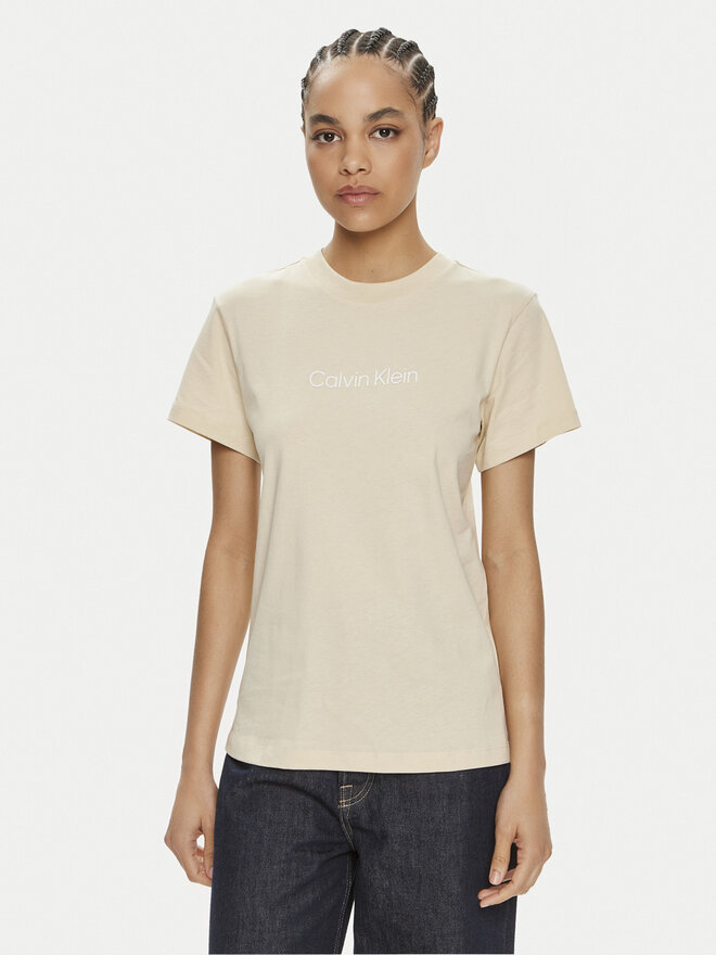 Calvin Klein Calvin Klein Camiseta Hero Logo K20K205448 Beis Regular Fit
