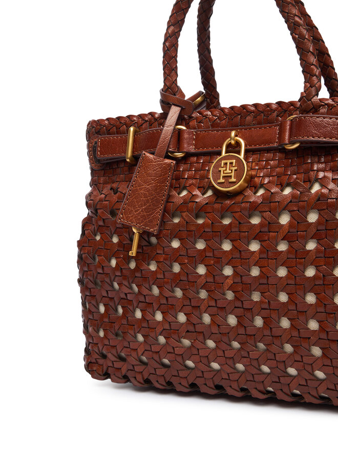 Tommy Hilfiger Handtasche Tommy Hilfiger American Icon Mini Tote Braided AW0AW18734 Braun