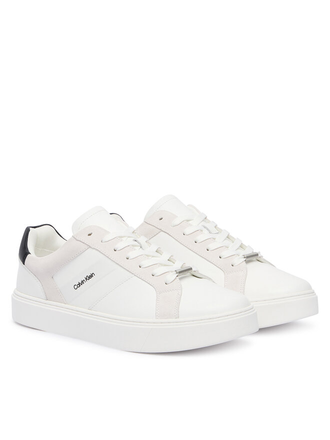 Calvin Klein Zapatillas Calvin Klein Classic Cupsole Laceup Tape Lth YM0YM01430 Blanco