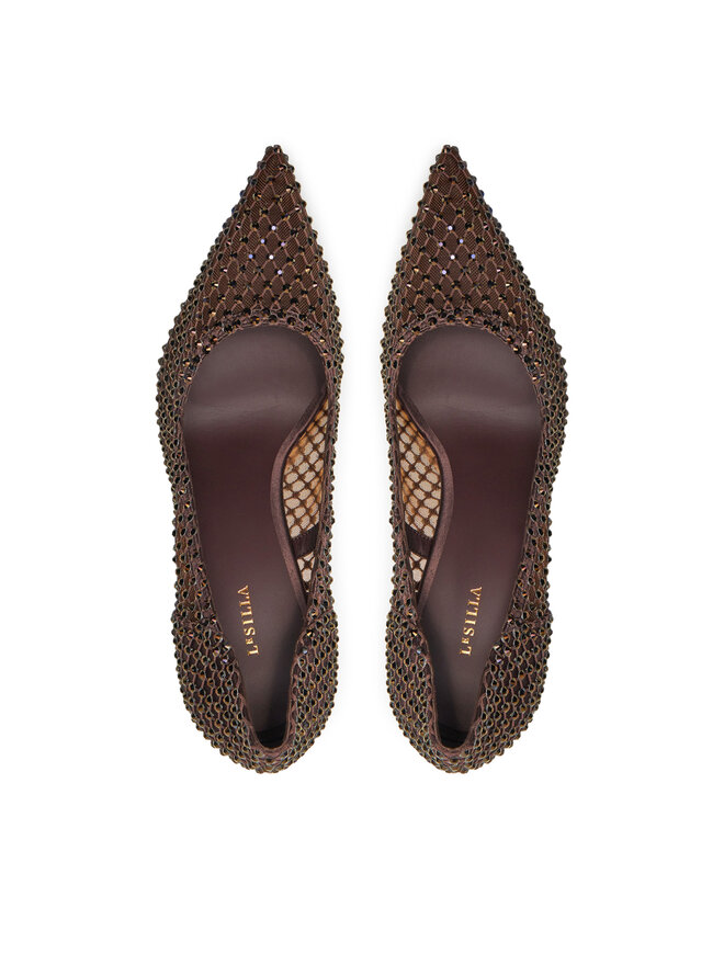 Le Silla High Heels Le Silla Deco Gilda 120 Stocking 2144B100R1PPSAS748 Braun