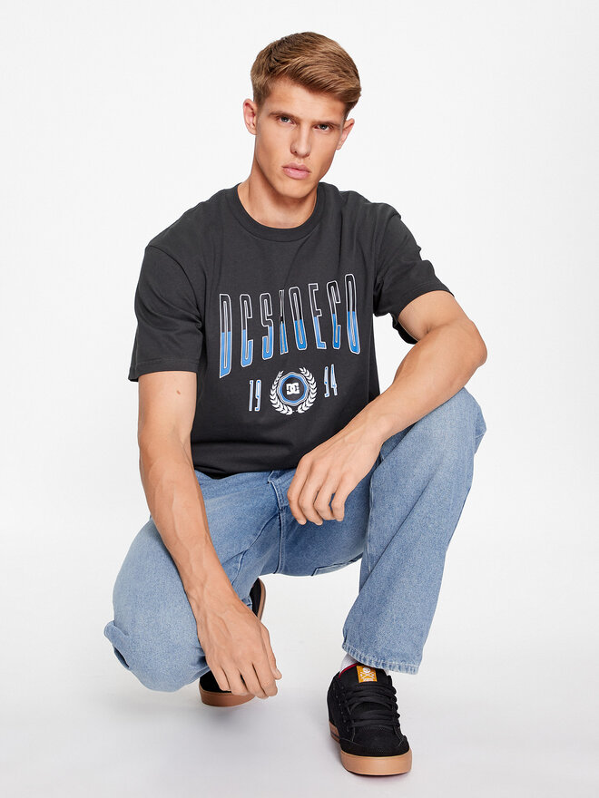 DC DC Marškinėliai Dropout Tees ADYZT05304 Juoda Regular Fit