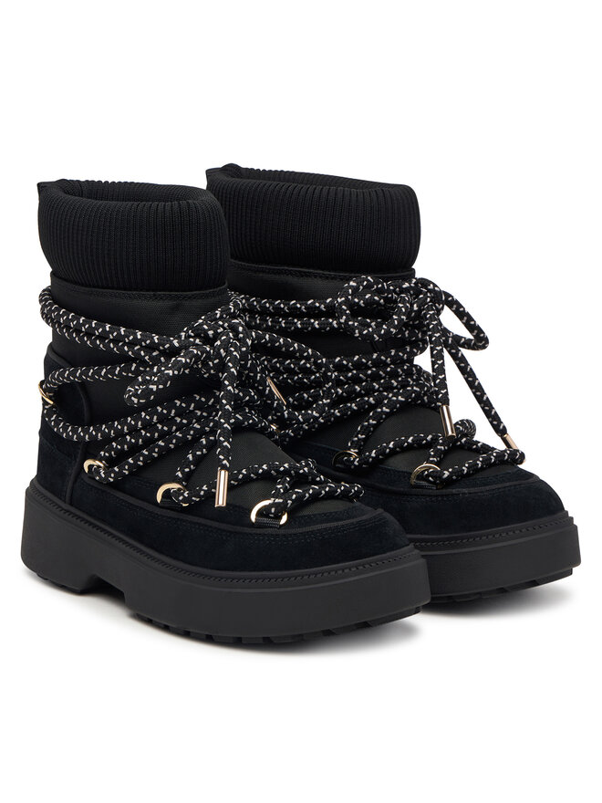 Tommy Hilfiger Schneeschuhe Tommy Hilfiger Lace-Up Water Resist Snow Boot FW0FW09546 Schwarz