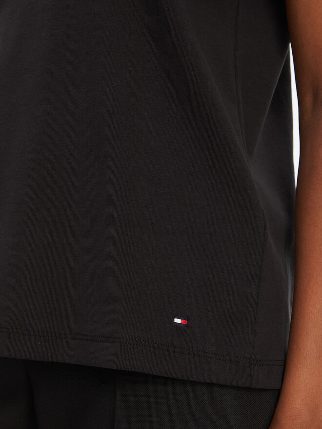 Tommy Hilfiger Tommy Hilfiger T-Shirt Gold Button WW0WW45628 Schwarz Regular Fit