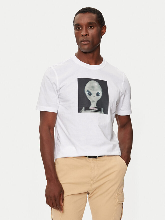 BOSS Boss Marškinėliai 50528190 Balta Regular Fit