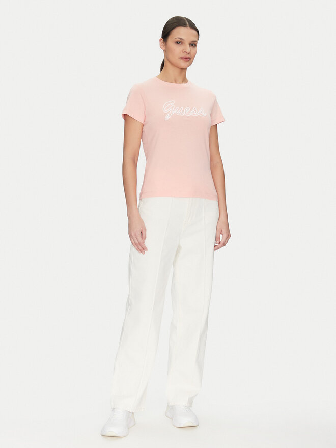 Guess Guess Marškinėliai V5GI02 K9RM1 Rožinė Slim Fit