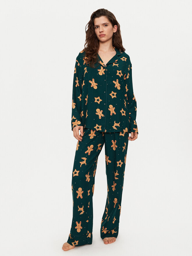 Hunkemöller Hunkemöller Pyjama 300547 Grün Relaxed Fit