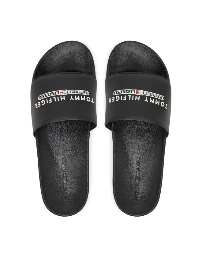 Tommy Hilfiger Pantoletten Tommy Hilfiger Raised Pool Slide FM0FM05761 Schwarz