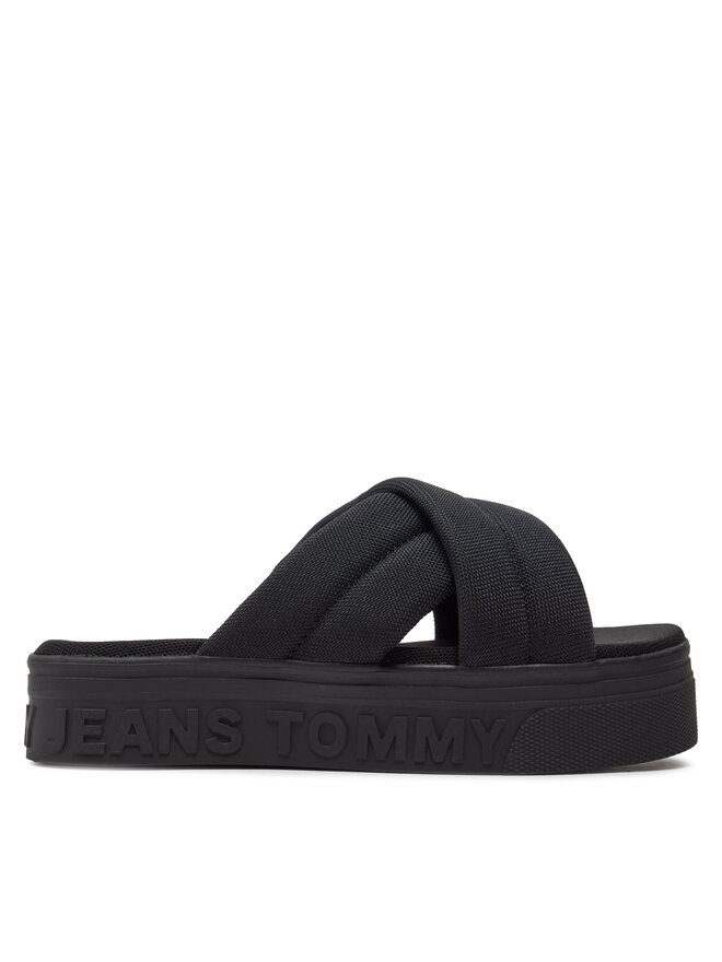 Tommy Jeans Чехли Tommy Jeans Tjw Lettering Flatform Sandal EN0EN02465 Черен