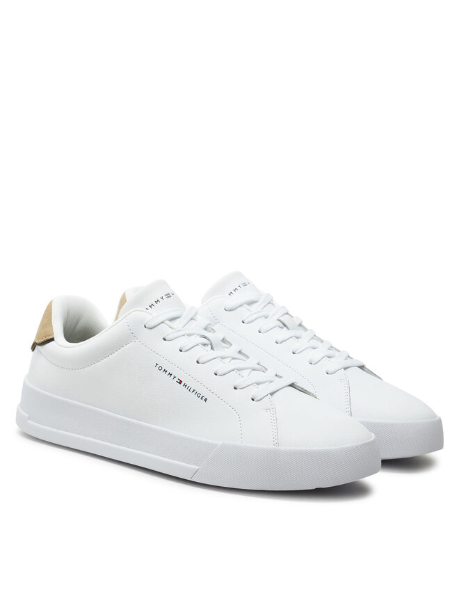 Tommy Hilfiger Sneakersy Tommy Hilfiger Th Court Lth Detail Ess FM0FM05367 Biały