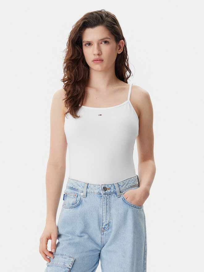 Tommy Jeans Tommy Jeans Marškinėliai Essential DW0DW20675 Écru Slim Fit