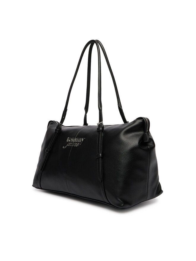 Tommy Jeans Handtasche Tommy Jeans Pebble Grain Metal Logo Tote Bag AW0AW18472 Schwarz