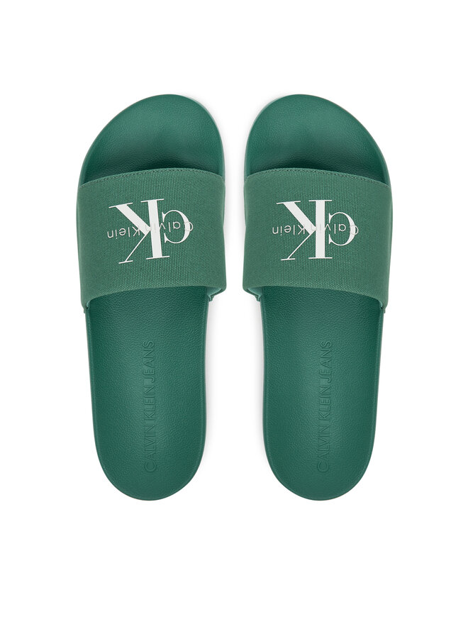 Calvin Klein Jeans Pantoletten Calvin Klein Jeans Slide Monologo Cv YM0YM01367 Grün
