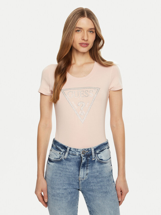 Guess Guess Marškinėliai W5RI11 J1314 Rožinė Regular Fit